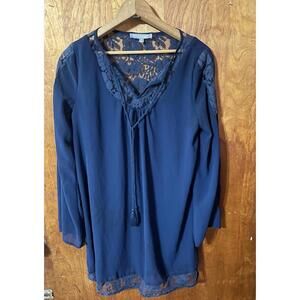 Purple Snow Tunic Blue Lace  Medium